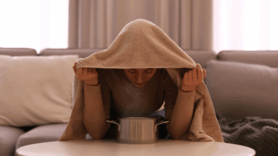 face steam with herbs